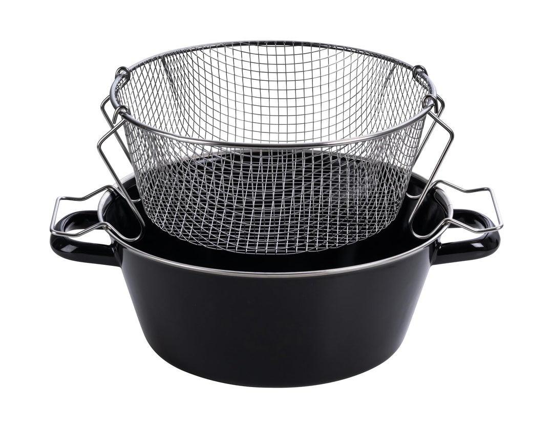 Riess, 0366-022, Pommes-frites Pfanne mit Einsatz 20, CLASSIC - SCHWARZEMAILLE, Durchmesser 20 cm, H