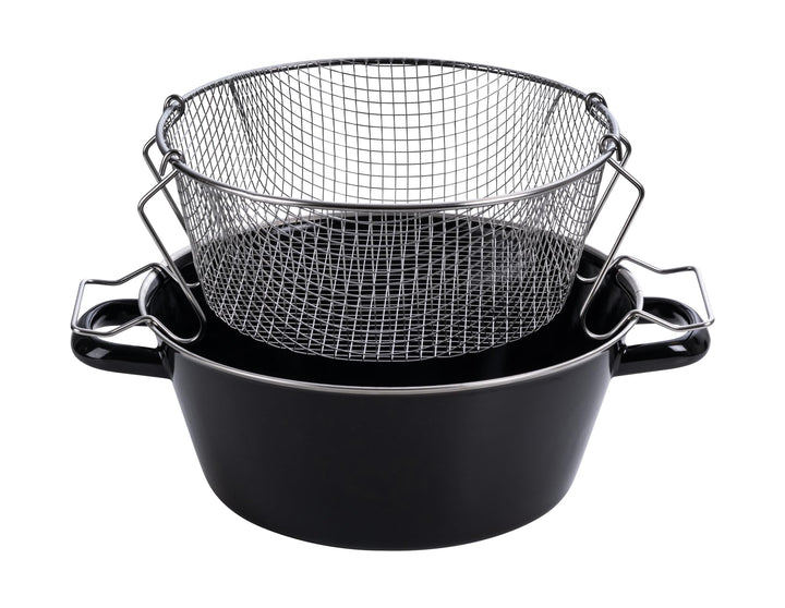 Riess, 0366-022, Pommes-frites Pfanne mit Einsatz 20, CLASSIC - SCHWARZEMAILLE, Durchmesser 20 cm, H