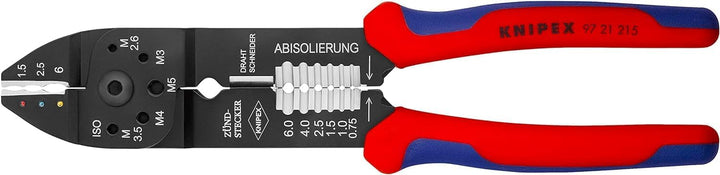 KNIPEX Crimpzange, 0,5-6,0 mm², mit F-Crimp, für isolierte Kabelschuhe, mit Abisolier- und Scheidfun