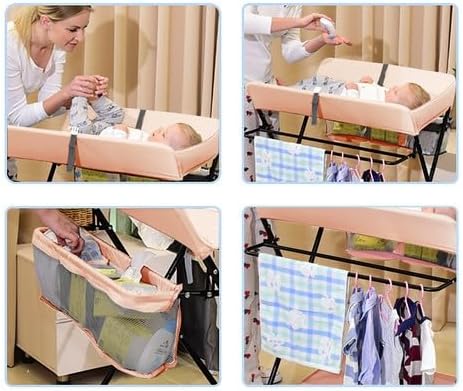Baby Wickelkombi Klappbare Wickelkommode,Wickeltisch Mit Rollen,Mobiler Wickeltisch Mit Wickelauflag