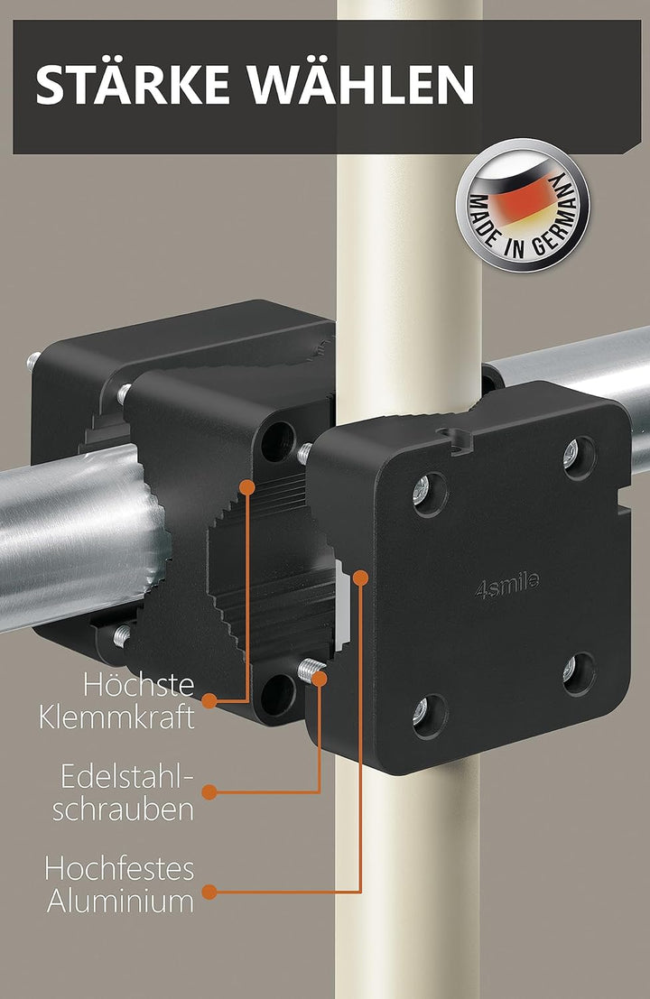4smile Sonnenschirmhalter Balkongeländer – Aluminium Sonnenschirm Balkon Halterung - Schirmhalterung