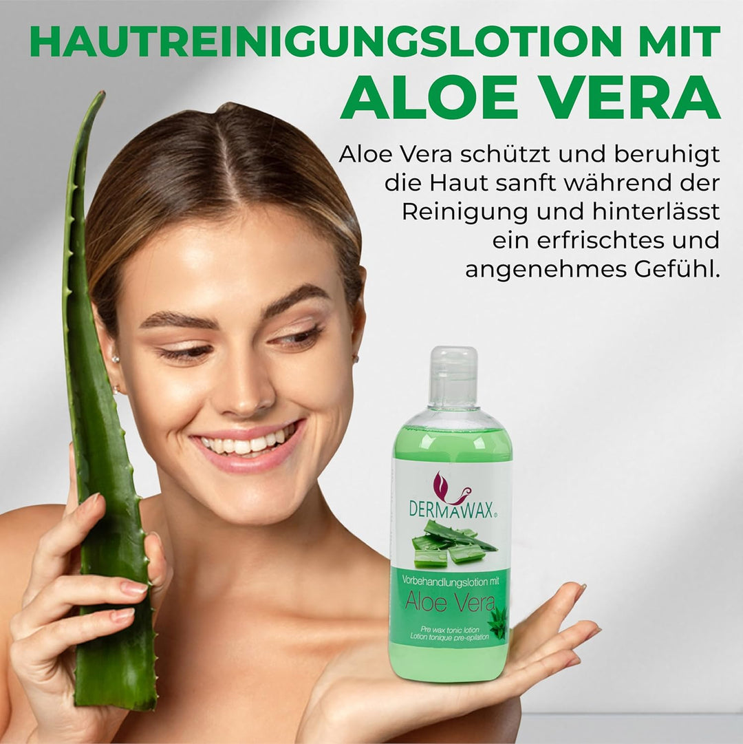 Dermawax Vor- & Nachbehandlung Set- Aloe Vera Haut Cleanser und Nachbehandlung Entfernt Wachsreste m