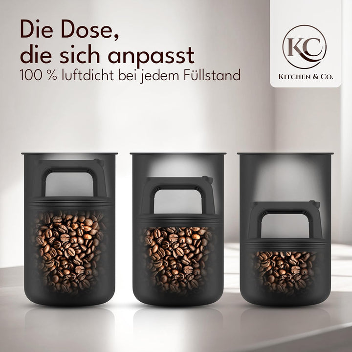 Kaffeedose luftdicht für 1 kg Kaffeebohnen mit Vakuumdeckel (Behälter für Kaffee, Tee, Edelstahl Dos