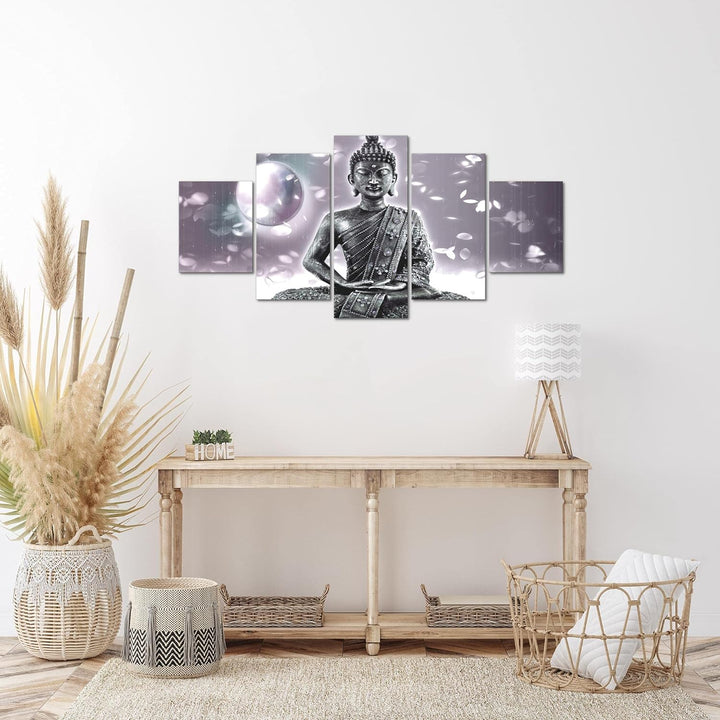 Runa Art Wandbilder Buddha Feng Shui 5 Teilig Bild auf Vlies Leinwand Deko Wohnzimmer Schlafzimmer Z