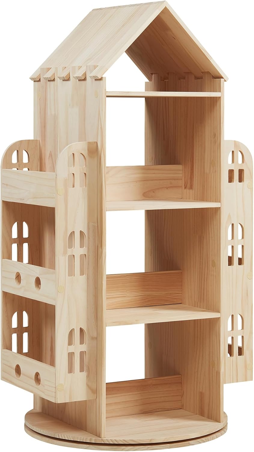 [en.casa] Drehbares Bücherregal für Kinder Sanköre Spielzeugregal in Hausoptik Drehregal Aufbewahrun