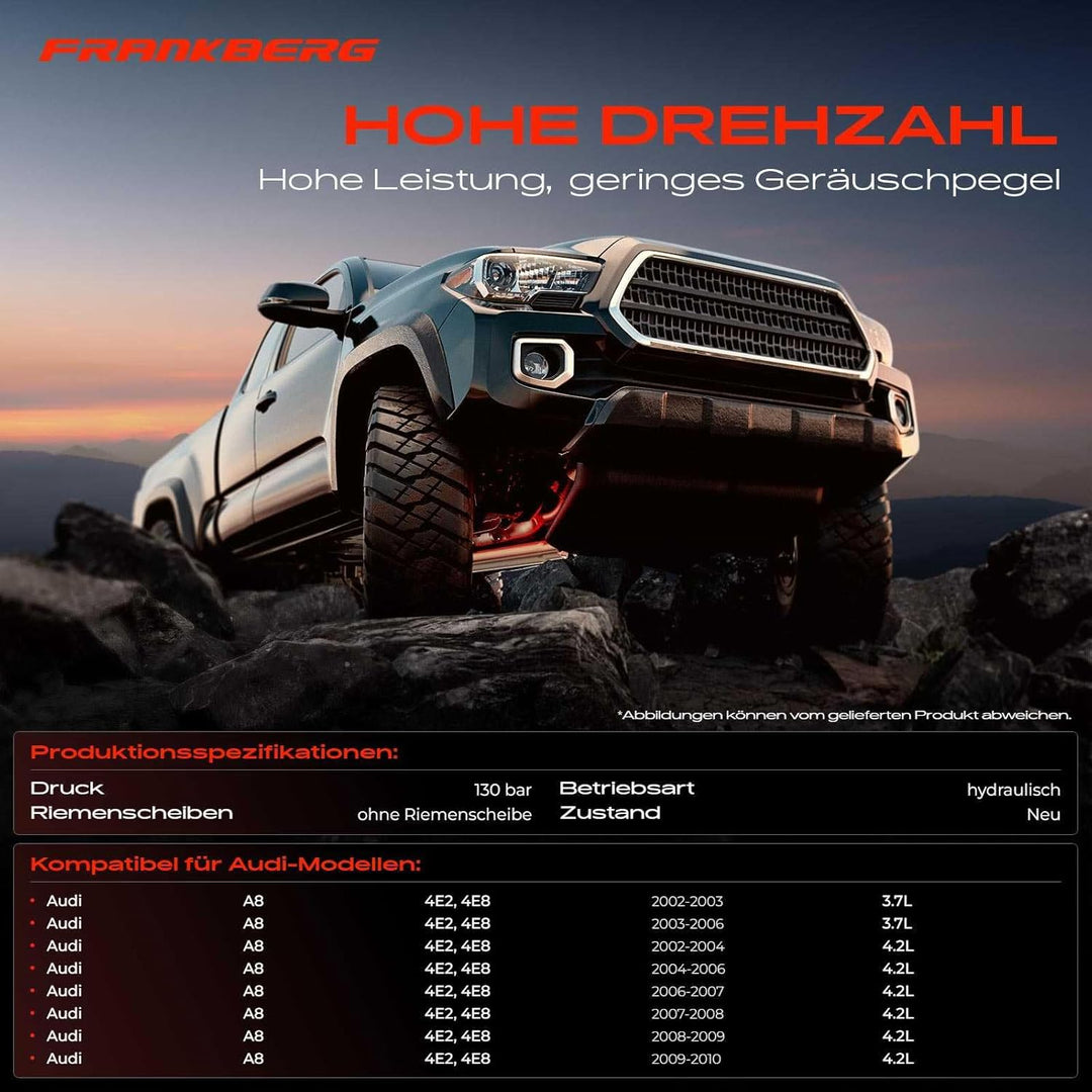 Frankberg Servopumpe Hydraulisch Lenkung ohne Riemenscheiben Kompatibel mit A8 4E 4E2 4E8 3.7L-4.2L