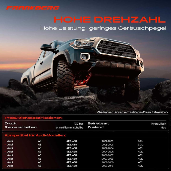 Frankberg Servopumpe Hydraulisch Lenkung ohne Riemenscheiben Kompatibel mit A8 4E 4E2 4E8 3.7L-4.2L