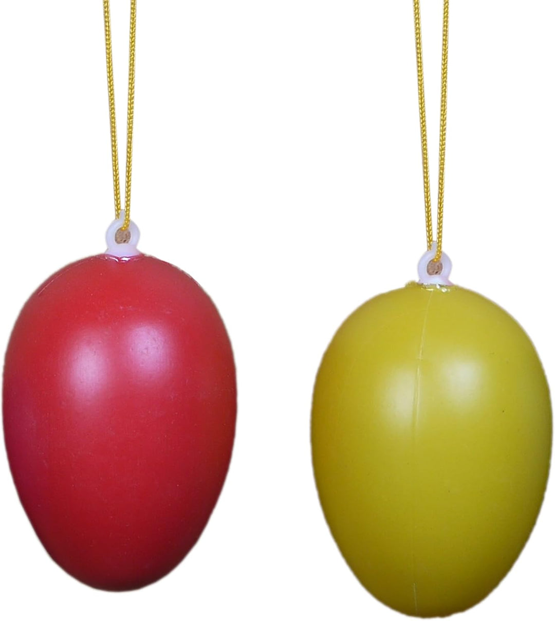 khevga Deko Ostern: Ostereier aus Kunststoff mit Band bunt 60er Set für draussen und innen, 60er Set