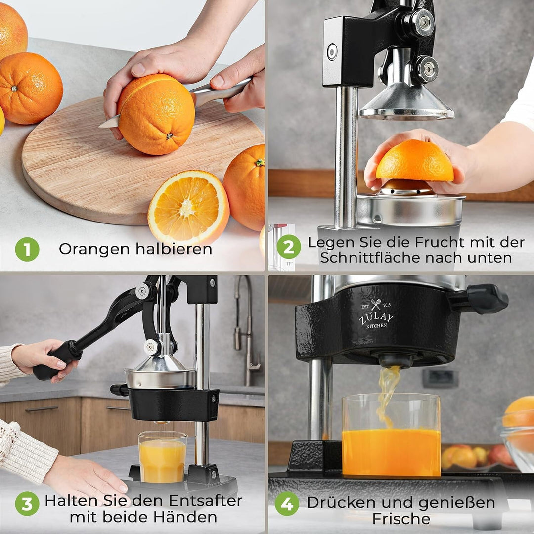 Zulay Kitchen professionelle zitruspresse - manuelle zitruspresse und orange squeezer - metall lemon