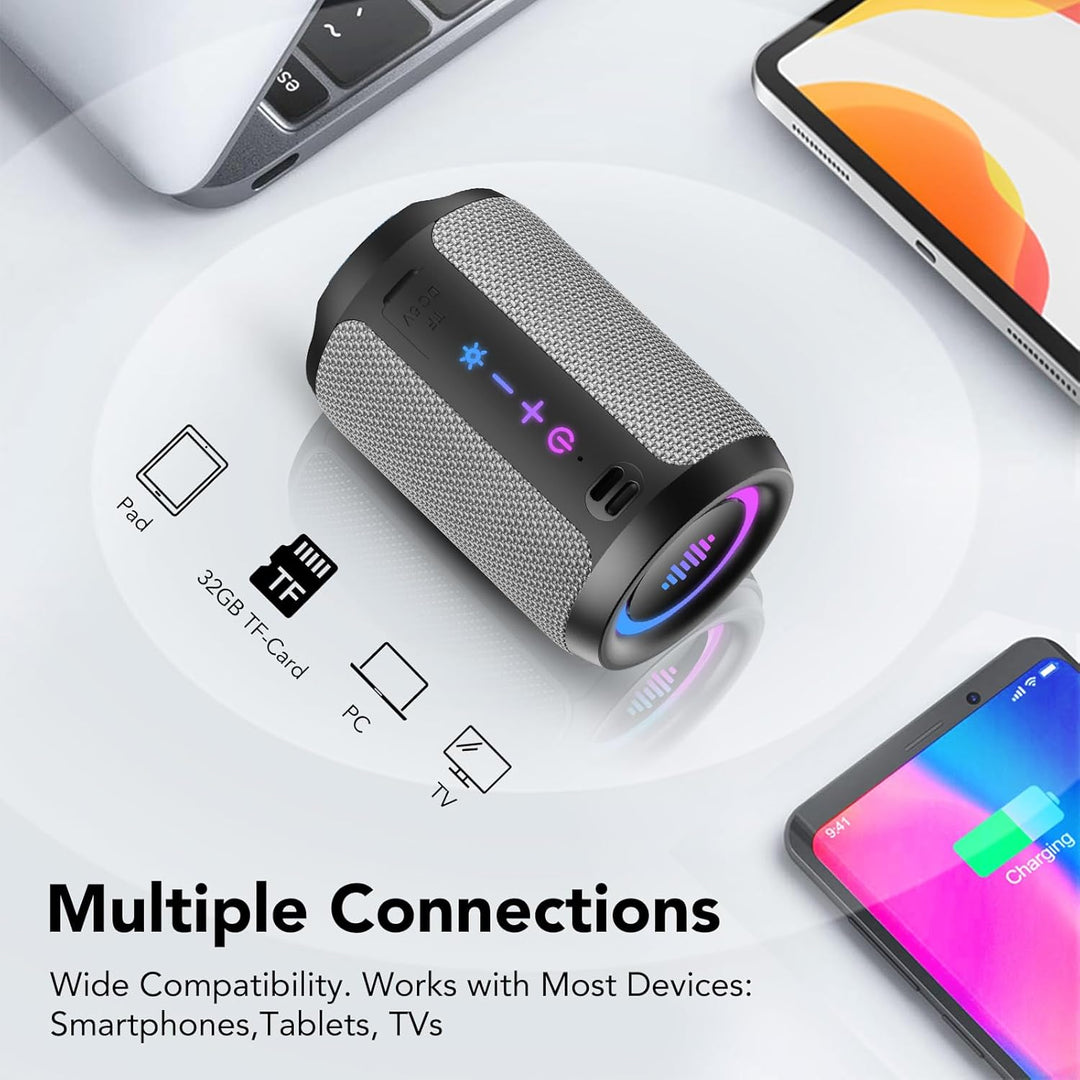Bluetooth Lautsprecher, Kleine Musikbox Bluetooth 5.4, 15W Kraftvoller Bass, mit 12 Stunden Akkulauf