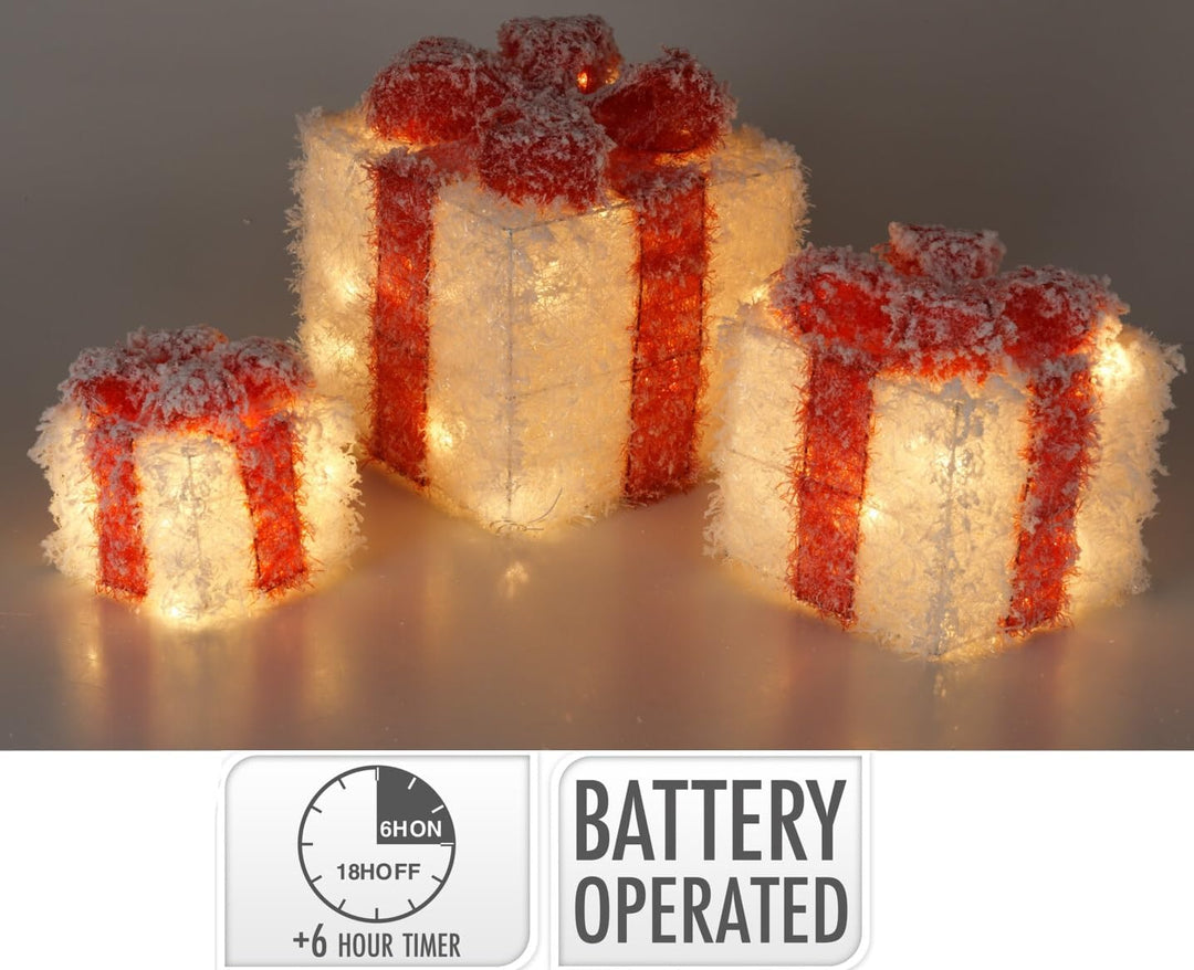 Bambelaa! 3er Led Deko Geschenke Weihnachten Leucht Boxen Weihnachts Dekoration Weihnachtsdeko Beleu