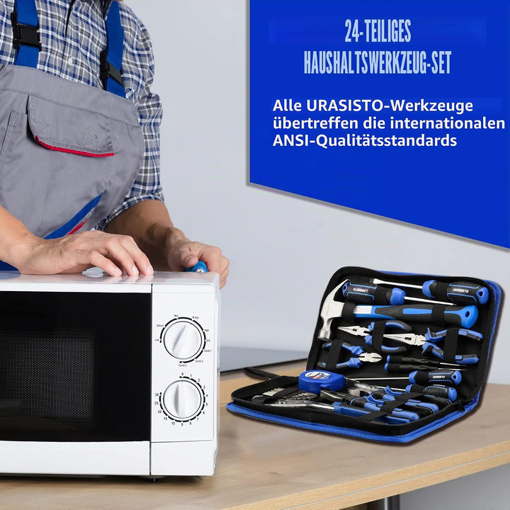 Werkzeugset Universal und Haushalts-Werkzeugkoffer 24-teilig Werkzeugsatz Mechaniker, perfekt für le