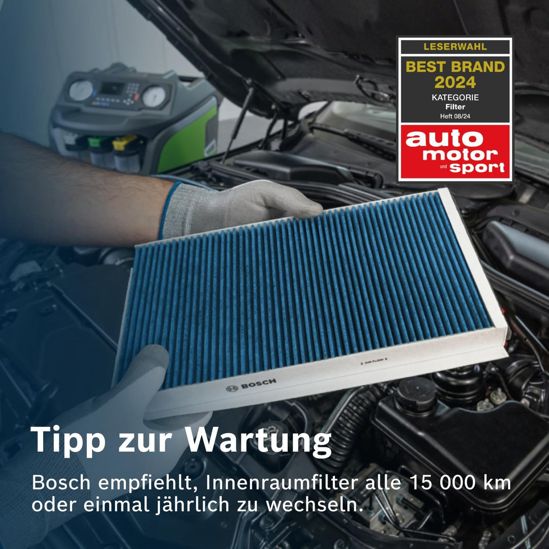 Bosch A8580 - Innenraumfilter FILTER+pro antibakteriell, wirksam gegen übel riechende Gase, Viren, S