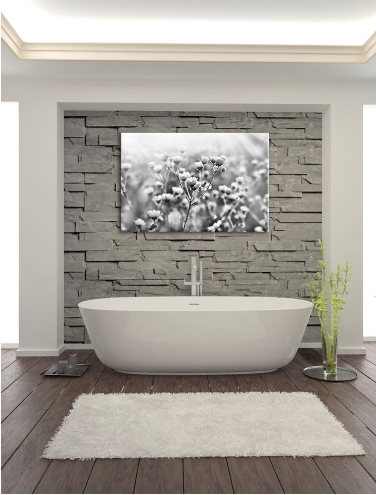 Pixxprint Romantische Blumenwiese / 100x70cm Leinwandbild bespannt auf Holzrahmen/Wandbild Kunstdruc