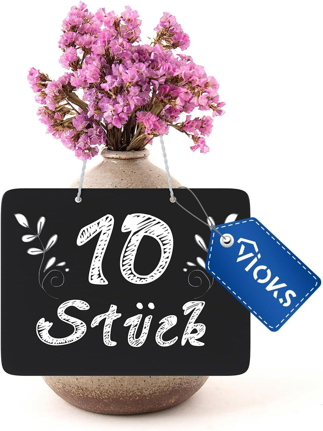 VIOKS 10 Stk Kreidetafeln mit Seil zum Beschriften & Reserviert Schilder - Mini Tafeln 10,2 x 7,6cm