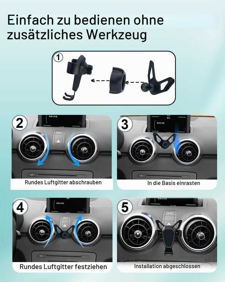 Schwerkraft -Handyhalterung Aluminium für Audi A1 2011–2019