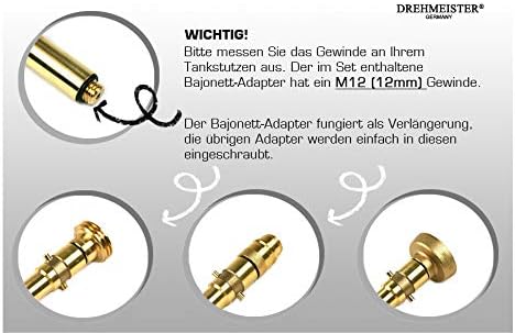Drehmeister LPG Adapter Set M12 - extra lang - verstärkt - Tankadapter mit Etui - für Gasfahrzeuge -