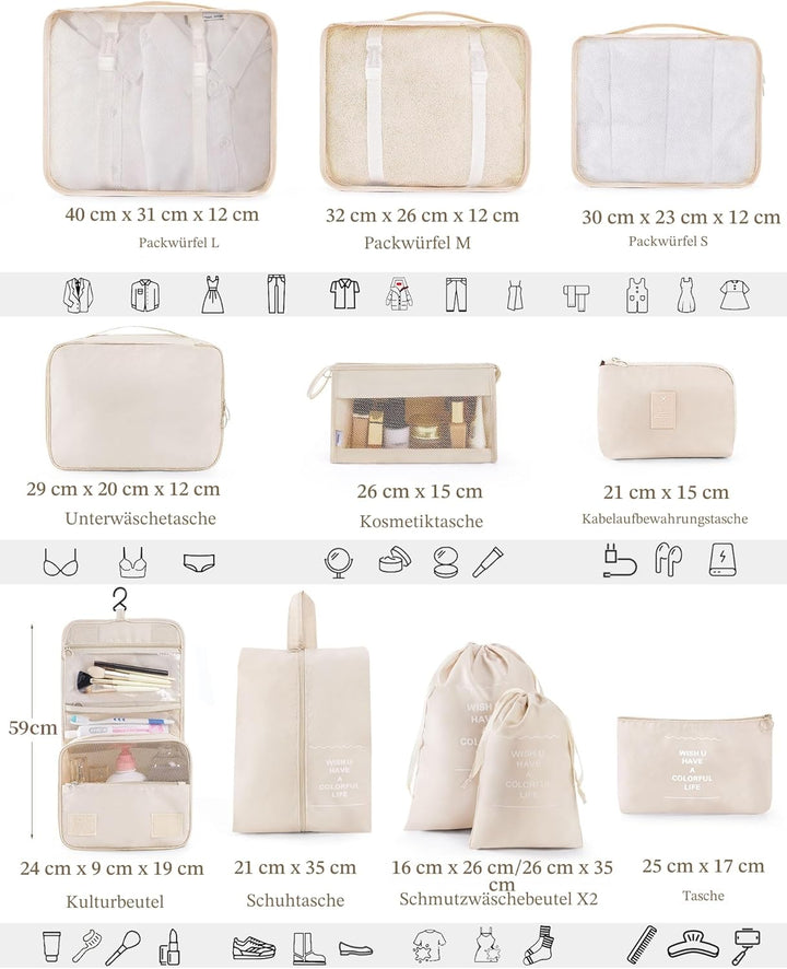 Anjing koffer Organizer 11-teilig, Packing Cubes, leichte Reisegepäck-Organizer, platzsparend, wasse