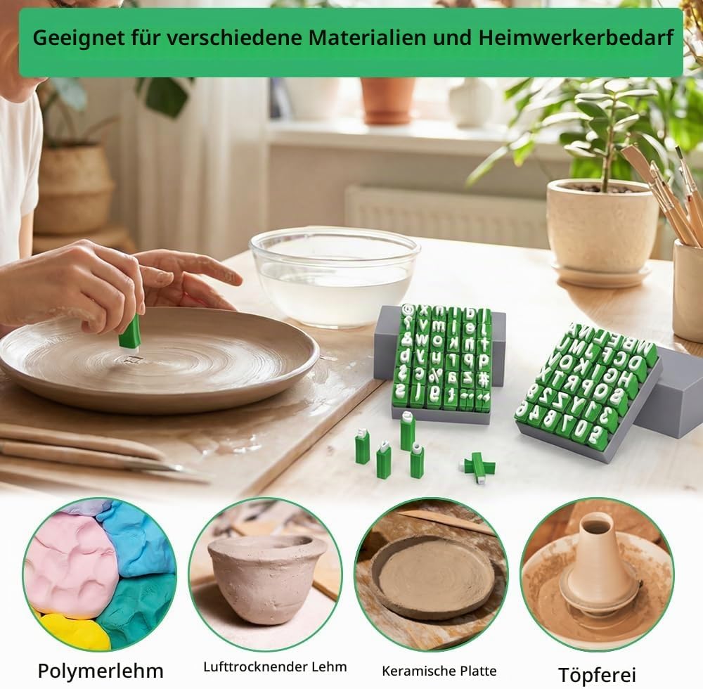 Golgner 2 Stück Alphabet Tonstempel Set, Buchstaben Tonstempel Set, Buchstaben Stempel für Ton und K