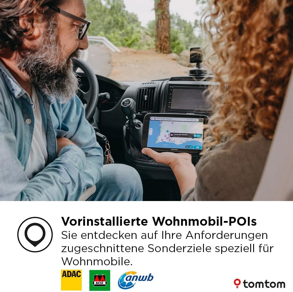 TomTom Camper Navi GO Camper Max 2. Generation & Klebe-Befestigungsplatten fürs Armaturenbrett für a