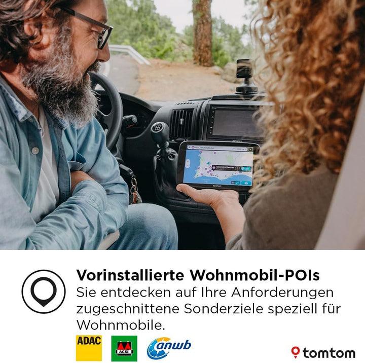 TomTom Camper Navi GO Camper Max 2. Generation & Klebe-Befestigungsplatten fürs Armaturenbrett für a