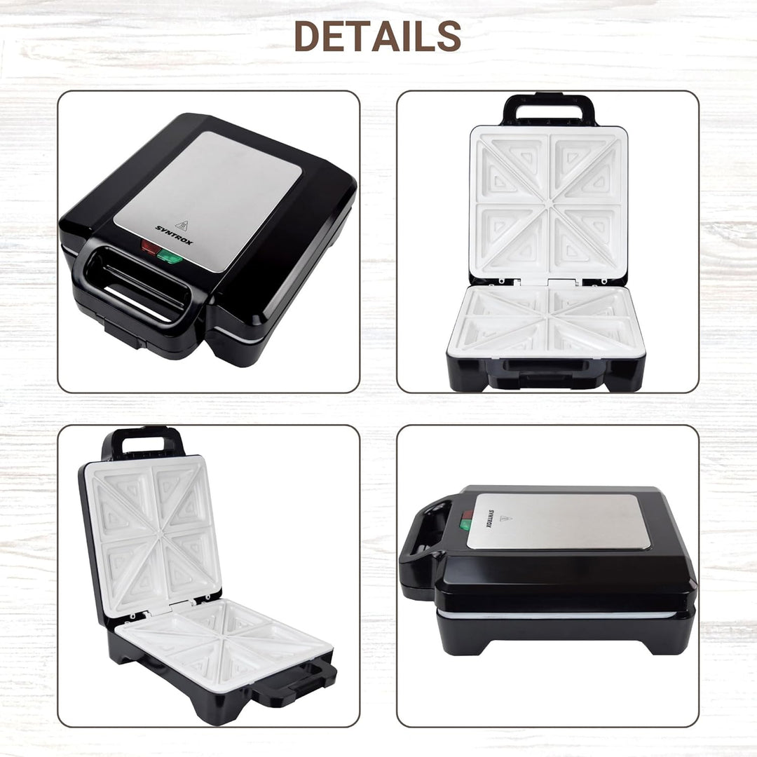 Syntrox Germany Keramik Sandwichmaker Drizle | Sandwich Toaster | Thermostat | Antihaftbeschichtet,