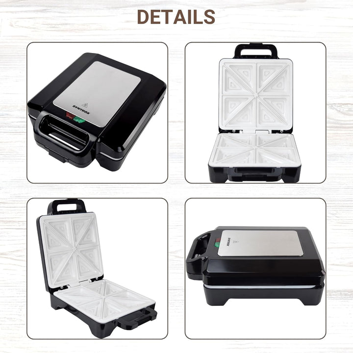 Syntrox Germany Keramik Sandwichmaker Drizle | Sandwich Toaster | Thermostat | Antihaftbeschichtet,