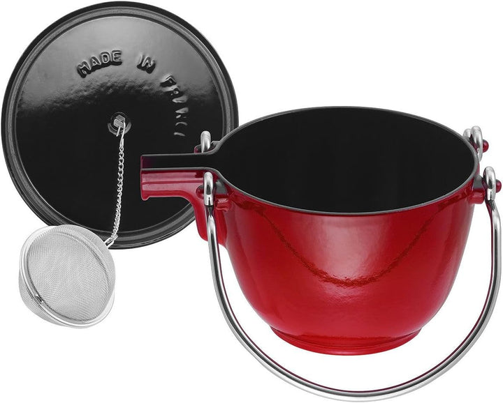 STAUB Teekanne/Wasserkessel, rund 16,5 cm, 1,15 L mit mattschwarzer Emaillierung Im Inneren des Kess