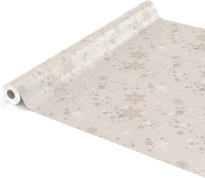 ANRO Wachstuchtischdecke Wachstuch Wachstischdecke Tischdecke Weihnachten Schneeflocken Beige 100x14