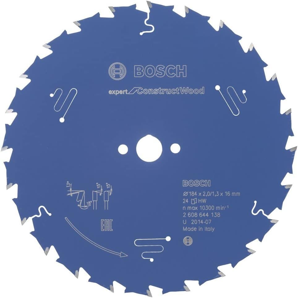 Bosch Professional Kreissägeblatt Expert for Construct Wood (Holz, 184 x 16 x 2 mm, 24 Zähne, Zubehö