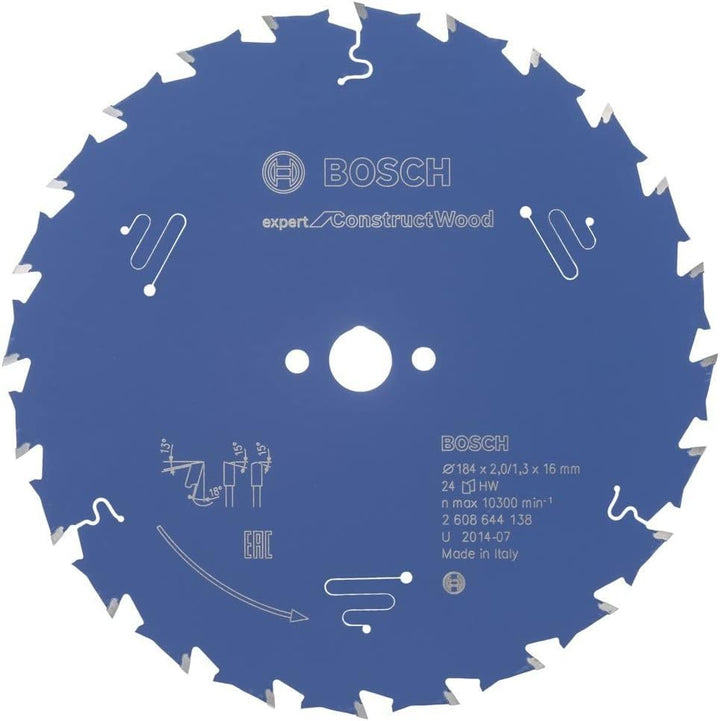 Bosch Professional Kreissägeblatt Expert for Construct Wood (Holz, 184 x 16 x 2 mm, 24 Zähne, Zubehö