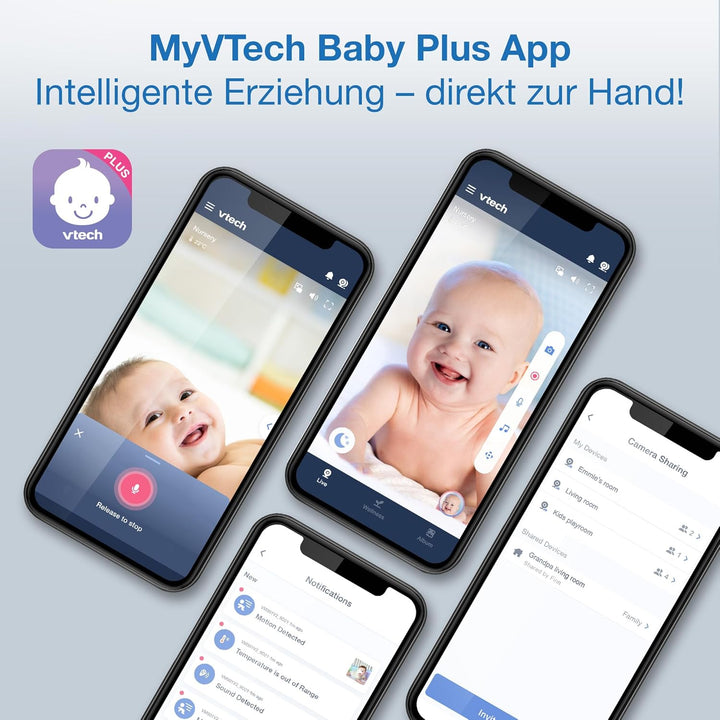 VTech Smart Babyphone mit 7"-HD-Farbbildschirm, WLAN, 2 Kameras mit 1080p-FHD-Kamera, kostenloser Ap