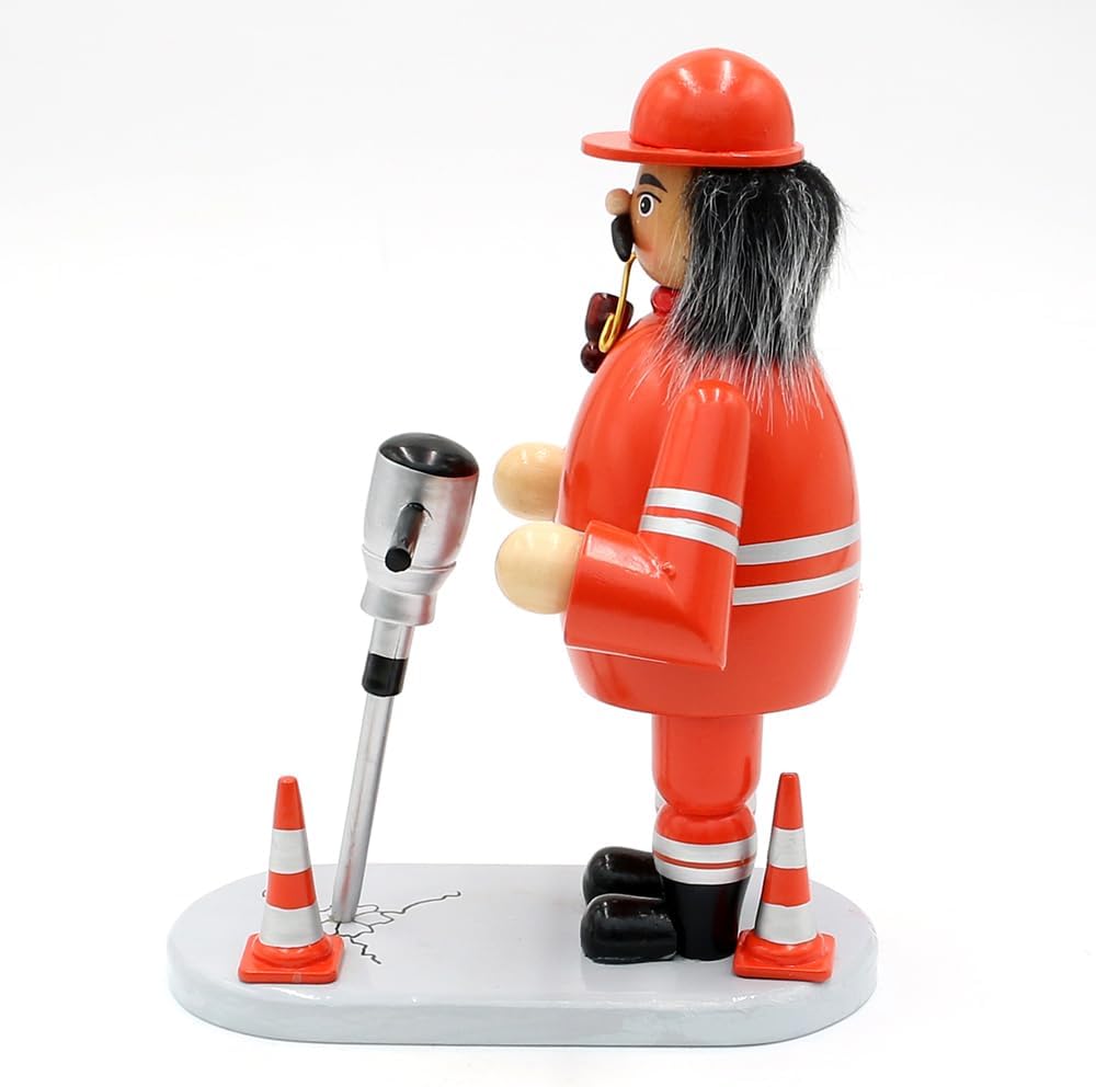Dekohelden24 Holz Räuchermann, Räucherfigur, Rauchfigur, Räuchermännchen als Strassenbauer/Bauarbeit