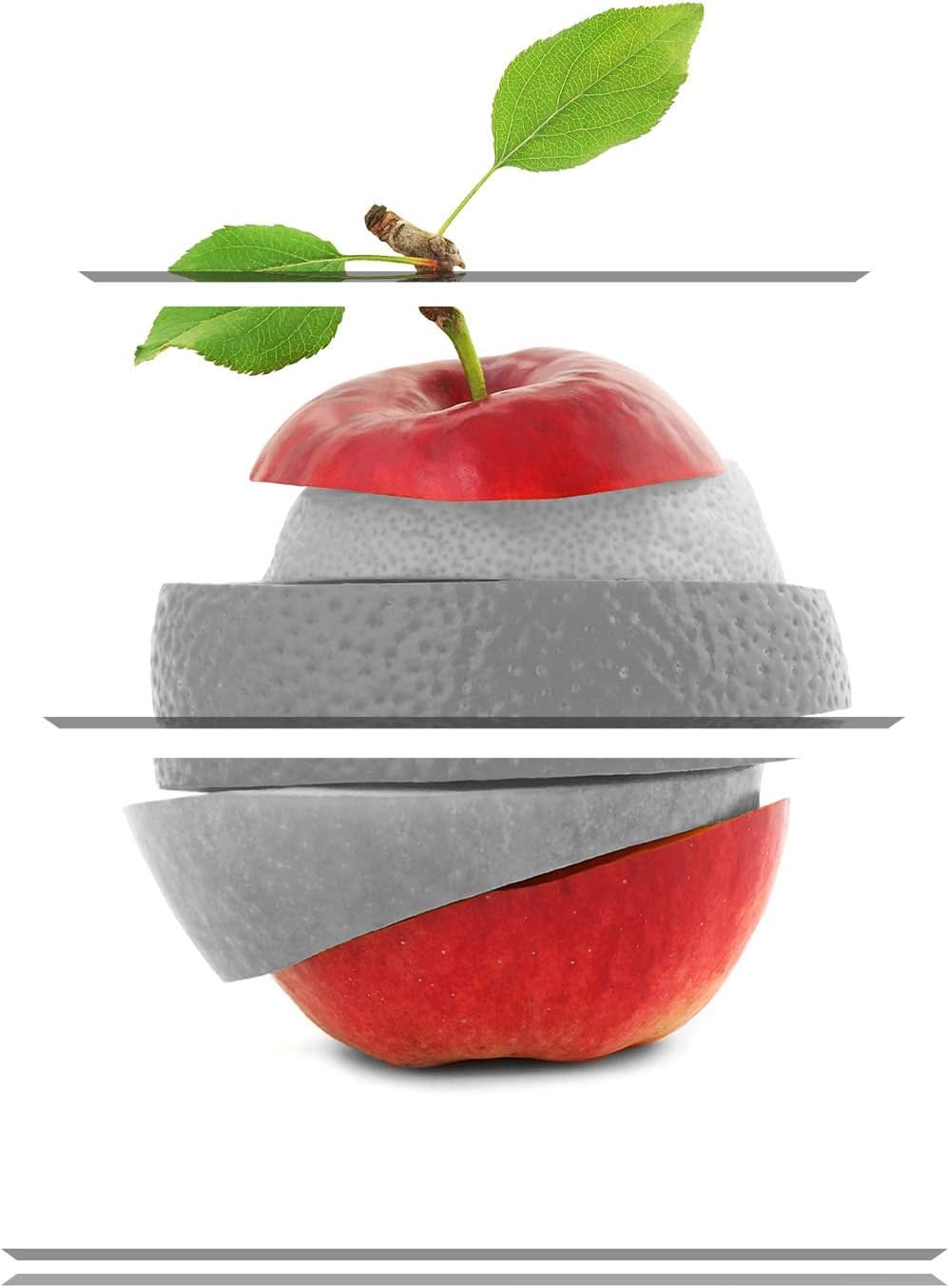 Mixed Fruit Apple Orange Lime Apfel Orange Limette schwarz/weiss 3-Teiler Leinwandbild 120x80 Bild a