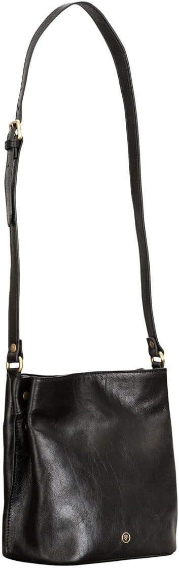 Maxwell Scott Hochwertige Leder Bucket Bag Handtasche Palermo in Schwarz, Schwarz
