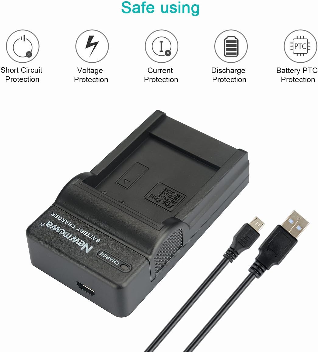 Newmowa Ersatz Akku DMW-BCG10(2er Pack) und tragbar Micro USB Ladegerät Kit für Panasonic DMW-BCG10,