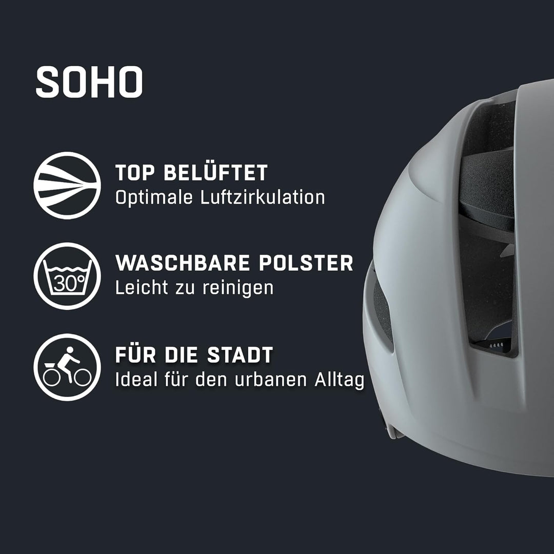 ALPINA SOHO - Extrem Robuster, Leichter & Individuell Anpassbarer Urban Fahrradhelm Für Erwachsene c