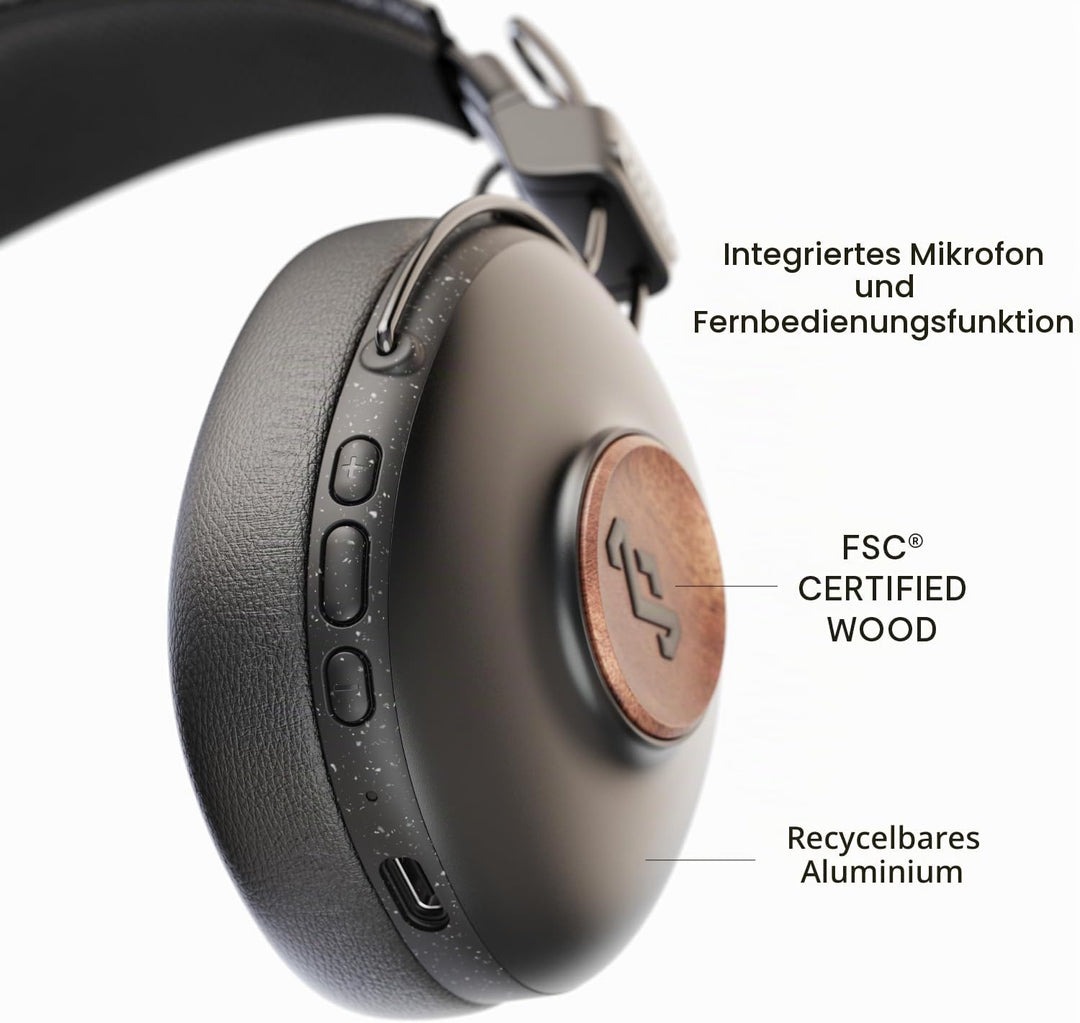 House of Marley Positive Vibration Frequency Over-Ear-Wireless-Kopfhörer - Bluetooth-Kopfhörer, 34 h
