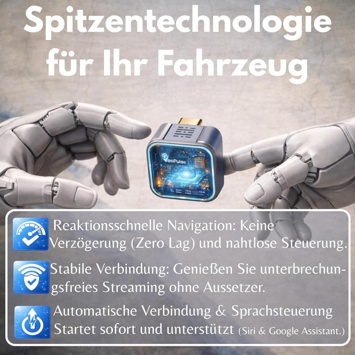 C-Pro USB-C Kabelloser CarPlay & Android Auto Adapter – Dual-Speicher (Ideal für Paare) – Zink-Gehäu
