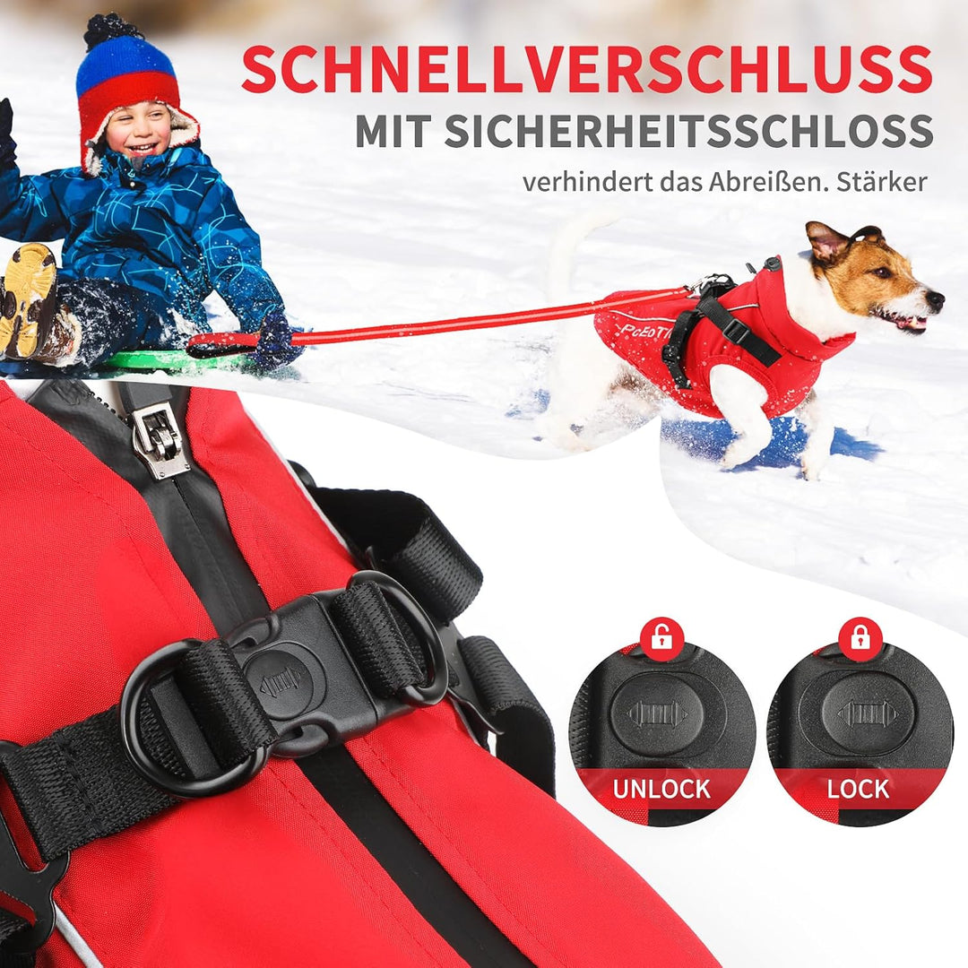 PcEoTllar Wasserdichter Hundemantel für kleine Hunde, warme reflektierende Jacke mit Geschirr für de