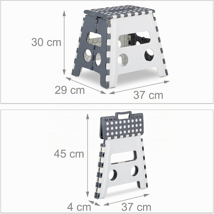 Relaxdays Tritthocker klappbar, einstufiger Klapphocker mit Griff, bis 120 kg, Kunststoff, 32 x 37 x