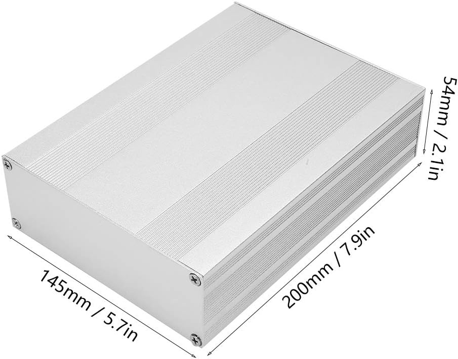 Aluminiumkasten PCB Instrumenten Kühlbox Electronic Project Case 54×145 ×200mm, Silber