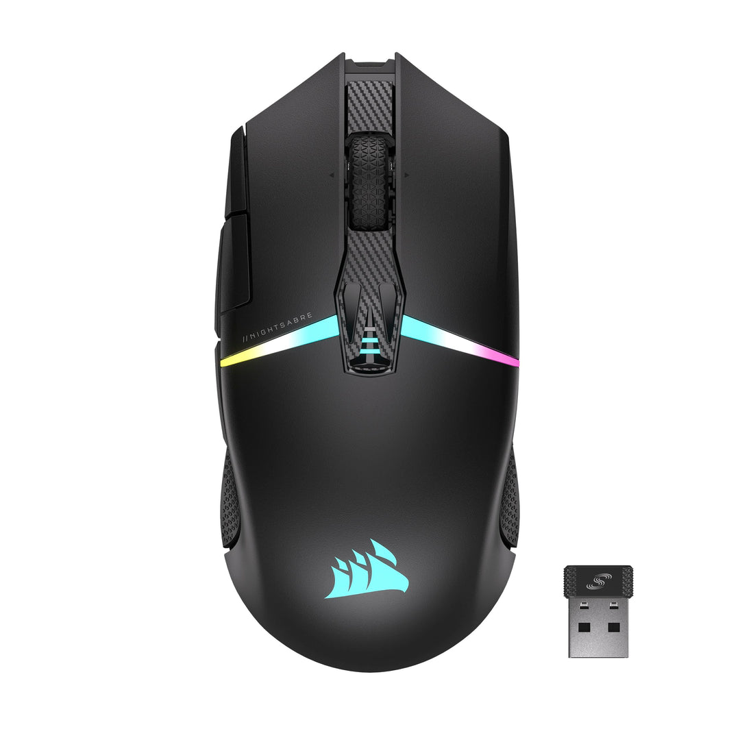 Corsair NIGHTSABRE RGB Wireless Gaming-Maus Für FPS, MOBA - 26.000 DPI - 11 Programmierbare Tasten -