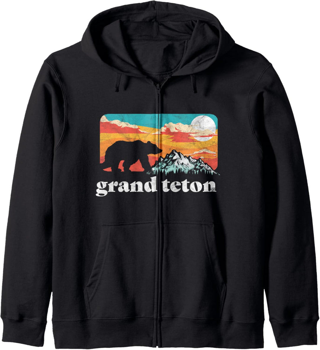 Grand Teton Retro Bear & Mountain Vintage 80s Kapuzenjacke