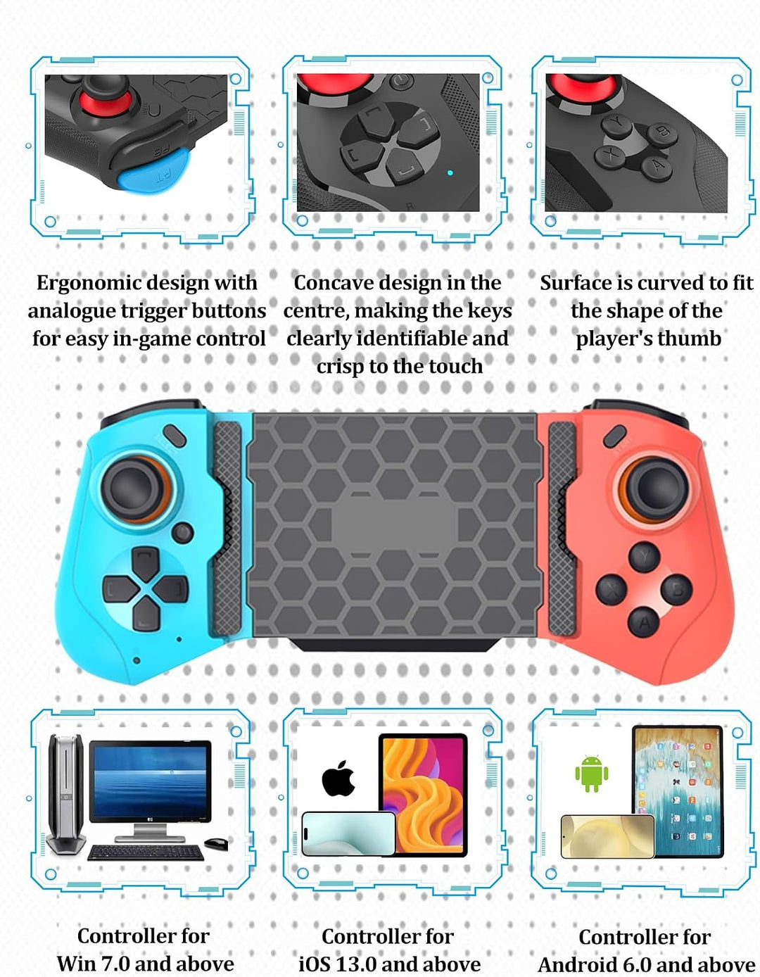 MFi Wireless Game Controller, Megadream iOS Mobile Gamepad Joystick für Phone 13, 13 Mini, 13 Pro Ma