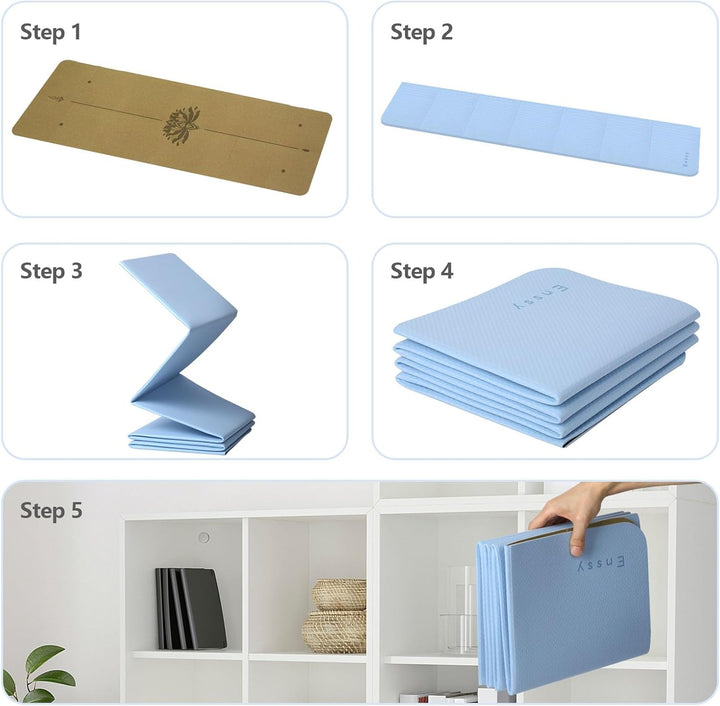 Reise-Yogamatte, faltbar, klein, 173 x 61 cm, 0,4 cm, mit Tragetasche, leichtes Pilate-Design Kork-L