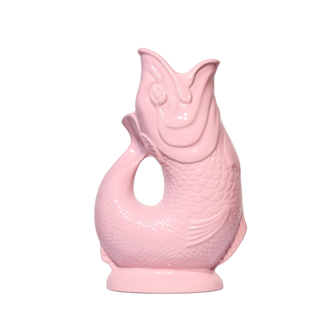 Gluckigluck Karaffe XL Babyrosa – 1,2 l – Original Gluggle Jug aus England – Wasserkrug mit Glucker-