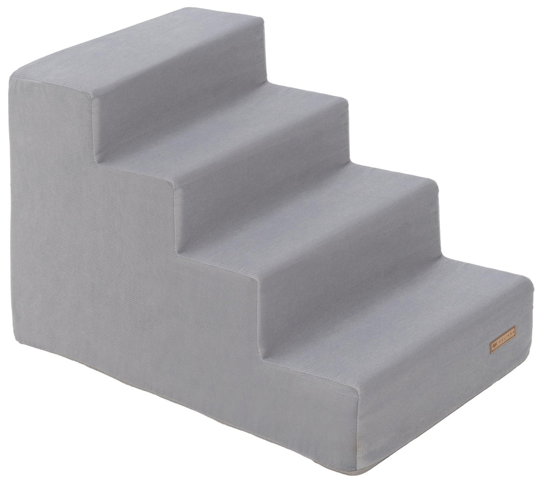 Hundetreppe mit 4 Stufen Katzentreppe Haustiertreppe Einstiegshilfe Schaumstoff (Farbe: grau), grau