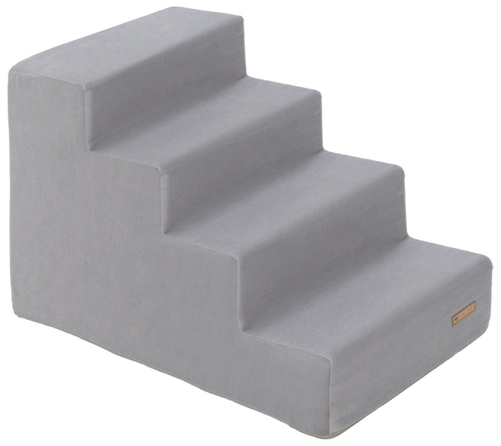 Hundetreppe mit 4 Stufen Katzentreppe Haustiertreppe Einstiegshilfe Schaumstoff (Farbe: grau), grau