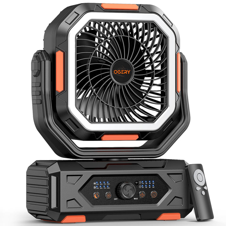 OGERY 2025 Camping Ventilator tragbar mit Akku, 20000mAh Battery, Starke Luftleistung mit Stufenlose